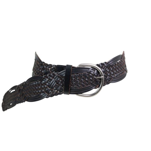 BRAIDED DARK BONDED BROWN LEATHER 2 3/8"Wd CORSET CASUAL WOMEN'S BELT Sz XL (B2 - Picture 1 of 13
